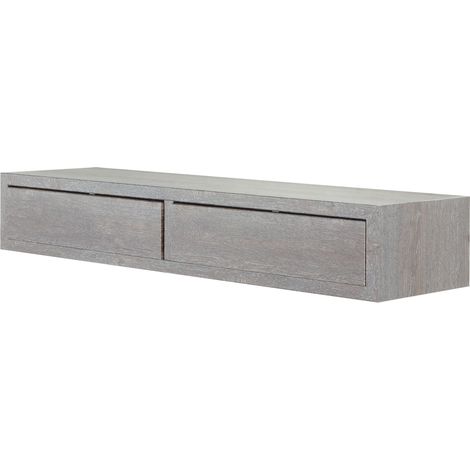 Mensola da Parete con 2 Cassetti 88,2x13,4x23,7 cm in Fibra di Legno Domino Maxi Rovere Grigio New (1/5)