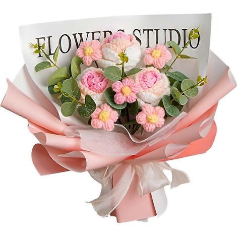 Bouquet de roses tricoté à la mainbouquet d'anniversaire prêt à composerfleurs tricotées pour la Saint-Valentin (1/5)