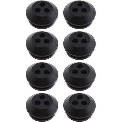 Lot de 8 joints de réservoir de carburant à 3 trous en caoutchouc noir, diamètre de trou de 5 mm, pour remplacement de souffleur, débroussailleuse, tondeuse à gazon (1/4)