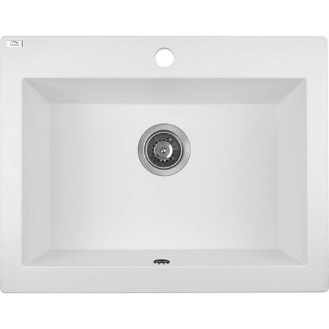 Lavello a Vasca Singola con Grembiule 63x49 cm Ceramica Moderna, Sifone Salvaspazio Incluso (1/3)