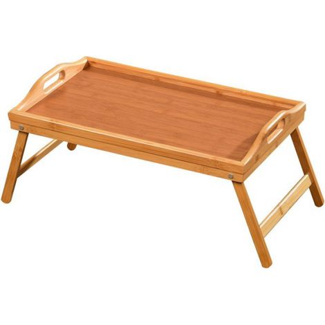 Plateau de lit en bambou, Tablette Utah, Marron, 50 x 30 x 23 cm (1/5)