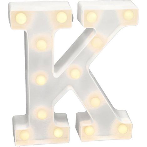 Lettres Lumineuses Alphabet Lumineux Lampe LED Lettre Lumières Lettre Deco Opérateur à Piles pour Réceptions Partie Mariage (K) (1/5)