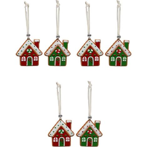 Set di 6 Casette Decorazioni per Albero di Natale – Cake Design in Verde e Rosso (1/3)