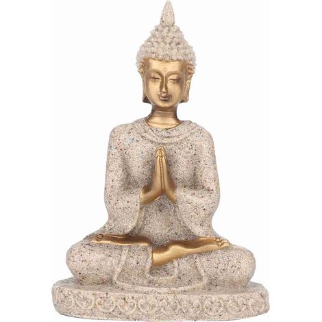 Statue de bouddha assis en méditation, figurine sculptée, artisanat pour la décoration de la maison, ornement (A doré) (1/5)