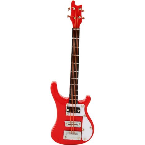 Broche basse électrique, modèle mini basse fait main, broche instrument rouge aux coins arrondis, exclusivement pour les passionnés de musique. (1/5)
