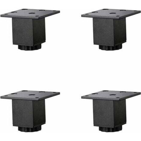 4 Pièces(5cm/2in) Pieds de Meubles en Alliage D'aluminium Réglables en Hauteur,Pieds de Table Basse de Canapé,Pieds D'armoire de Salle de Bain de Lavabo,5-40cm,Noir Mat,avec Vis (1/4)