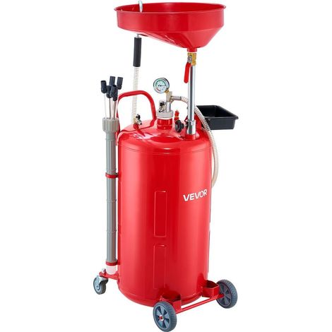 Pour Ateliers Auto Déplacement Facile Vidangeur d'Huile Pneumatique Portable Réservoir 79,5 L Entonnoir 420 mm Rouge (1/5)