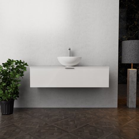 Inda - Mobile bagno L.120 con lavabo in appoggio / Bianco lucido