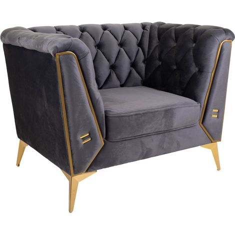 Sillón tapizado gris 104x72x75