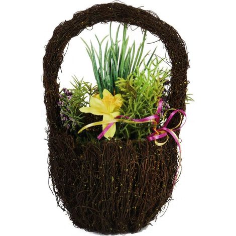 Set colorato di fiori artificiali in un cestino da 25 cm - Regalo di Pasqua (1/3)