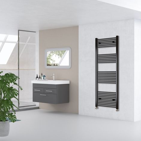 AICA 1800x500mm(HxW) Matt Black Straight Central Heating Towel Rail Radiator (1/5)