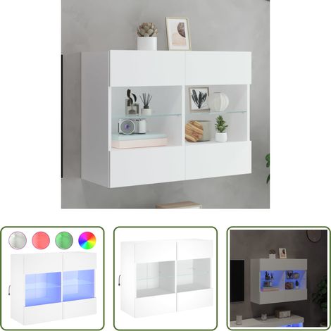 LED-Leuchten - TV-Wandschrank mit LED-Leuchten Weiß 78,5x30x60,5 cm (1/5)