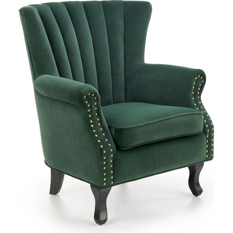 Sillón Houston 1105, Verde oscuro, 87x73x70cm, Tapiz, Patas: Madera, 0 (1/5)