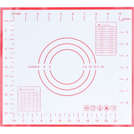 Tapis de Cuisson en Silicone Anti-Dérapant avec Échelle, 29x26cm Rouge pour Pâtisserie