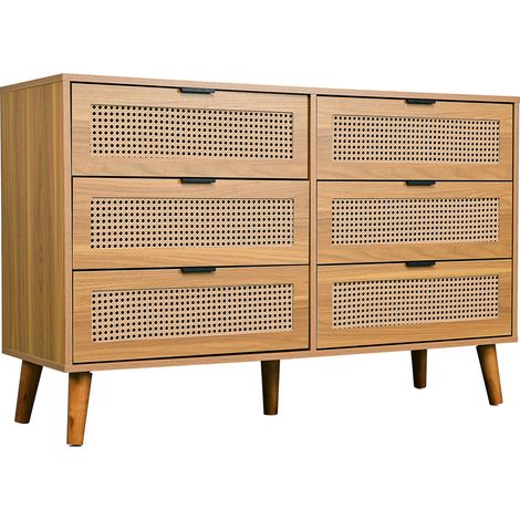 Cassettiera a 6 cassetti noce con maniglie in metallo 120 x 40 x 76,5 cm (1/5)