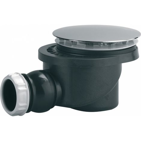 Valentin – Bonde de douche 90mm – Capot métal rond chromé 120mm – Sortie horizontale orientable – Débit 36 l/mn – Garde d'eau 50mm (1/5)