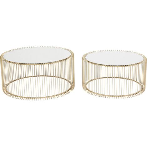 Tables Basses Wire, Lot de 2, Plateau Verre, 70/60cm Diamètre (1/5)