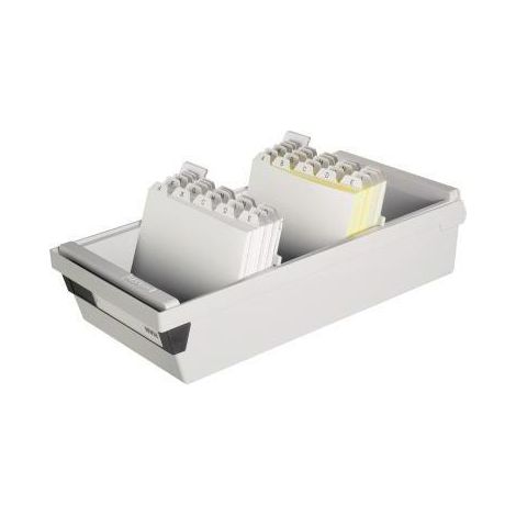 Karteikasten 17,7 x 14 x 36 cm (B x H x T) DIN A6 quer 1.300 Karten Polystyrol lichtgrau 2 Stützplatten (1/4)