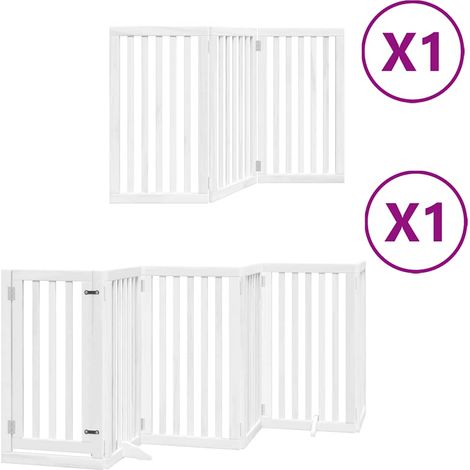 Barrière pour chien porte pliable 9panneaux blanc bois peuplier