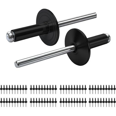 80 Rivet Pop 4.8x16mm Rivets Aveugles en Aluminium avec large bride Noir Rivet Aveugle à Grande Bride Pour Véhicules Automobiles, Bateaux, Equipements Mécaniques, Meubles (1/5)