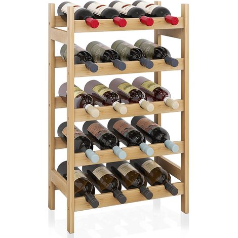 Casier à vin en bambou 5 niveaux pour 20 bouteilles