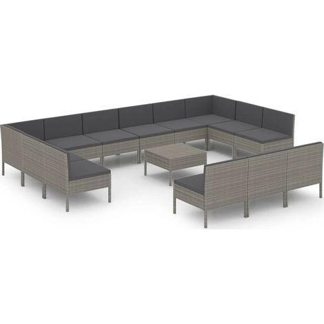Maison Exclusive - 14-tlg. Garten-Lounge-Set mit Auflagen Poly Ra