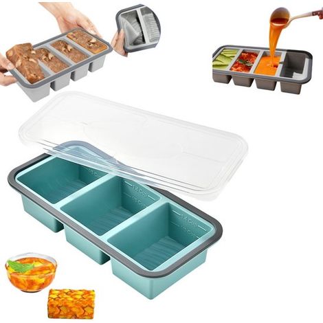 Contenitore per il pranzo in silicone con divisori, 250 ml, adatto al congelatore, per la conservazione degli alimenti, 29,5 cm (1/5)
