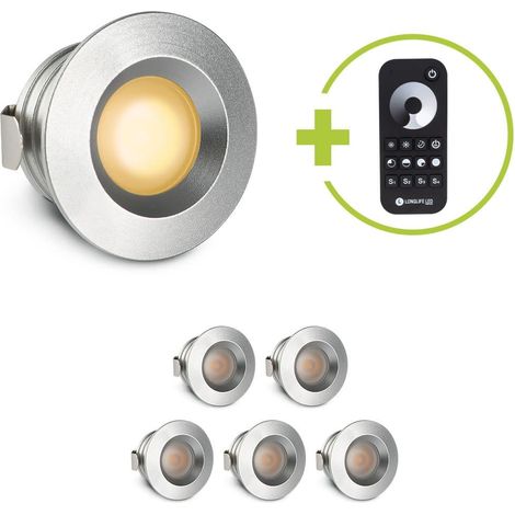 Einbaustrahler Mini flach Torino 3W 2700K IP44 - Farbe: silber - Anzahl: 6x