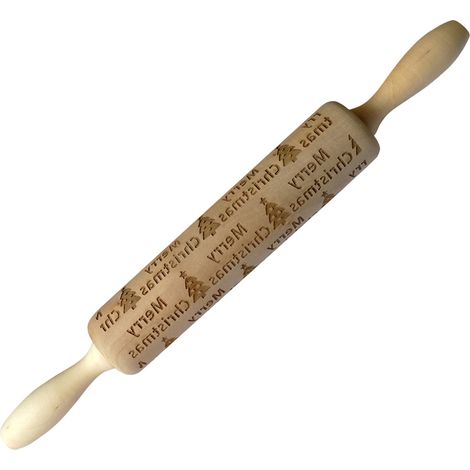 Rodillo Para Masa - Madera Schima Superba - Grabado Con Letras Navideñas - 1 Unidad (1/5)