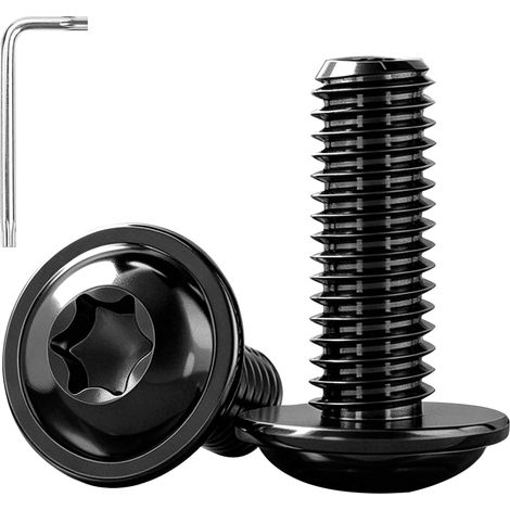 20 Pièces M6x12mm Vis Torx Noires à Bride Bombées avec Clé (1/5)