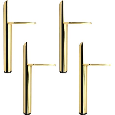 Lot de 4 pieds de table obliques en métal, forme conique, couleur or, hauteur 15 cm, base antidérapante et silencieuse pour canapés, tables et autres