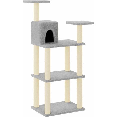 vidaXL Rascador para gatos con postes de sisal gris claro 118,5 cm (1/2)