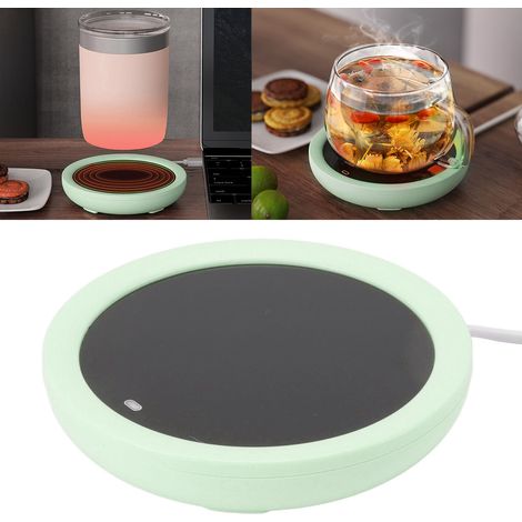 Coussin chauffant USB avec interrupteur à gravité, tasse à température constante de 55℃, chauffe-café, sous-tasses isolantes en céramique, base pour chauffe-lait, vert. (1/5)