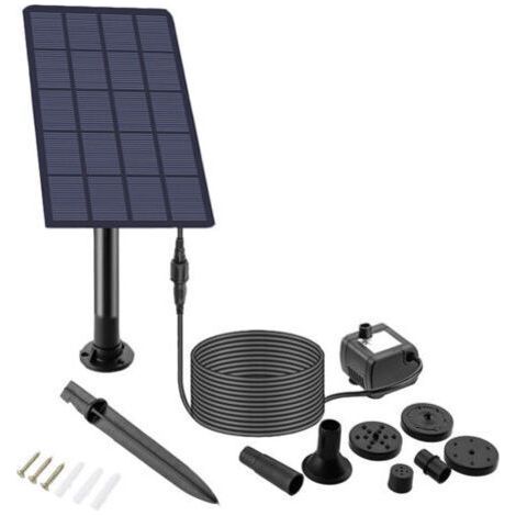 Pompe à eau solaire pour fontaine extérieure, pompe à eau solaire 2,5 W pour fontaines, étang, kit avec piquet, pompe à énergie solaire pour bain d'oiseaux, étang, jardin, arrièrecour, piscin (1/5)
