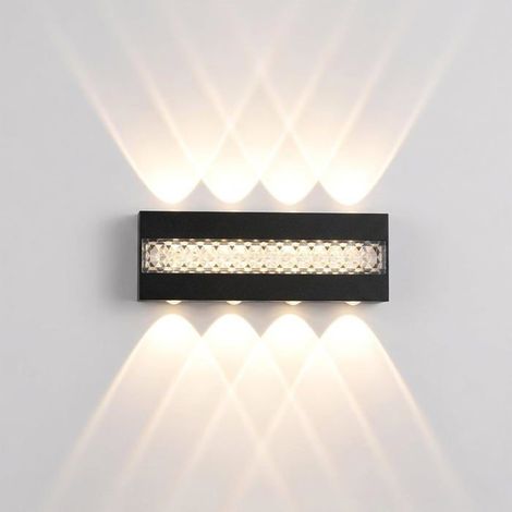 Applique Murale LED Noire 8 Lumières 3000K 960lm IP65 Etanche 10W Intérieur Extérieur Escalier Salon (1/5)