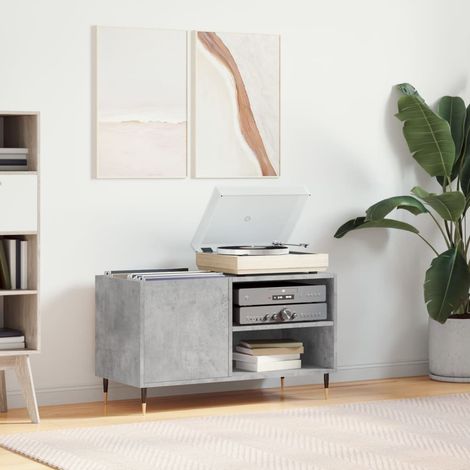 vidaXL Mobile Porta Dischi Grigio Cemento 85x38x48cm Legno