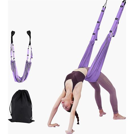 Verstellbarer Aerial-Yoga-Gurt, Hängematte zum Dehnen, Antigravitations-Übungen, mehrlagiger Gurt für Yoga-Flexibilitätstraining (1/5)