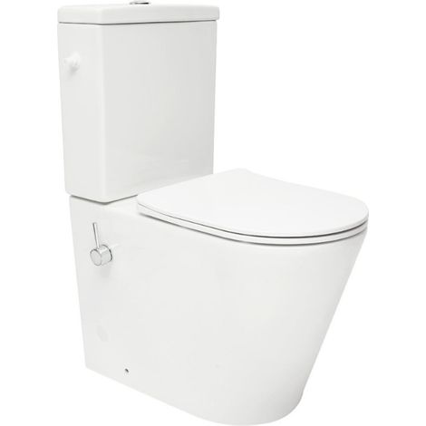 Brevis Stand-WC ohne Spülrand aus Keramik mit Bidetfunktion + SoftClose-WC-Sitz + Spülkasten, Weiß (SATBRE36BFC) (1/5)