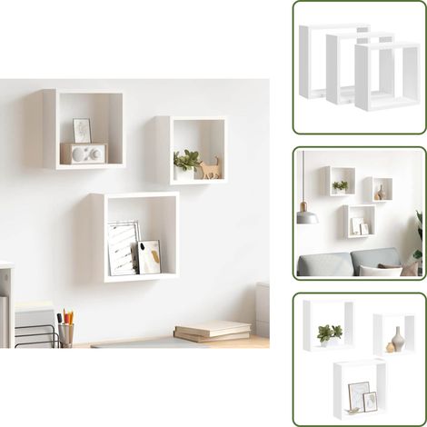 Étagères murales sous forme de cube 3 pcs Blanc MDF - Etagere Murale - Etagere Cubique - Rangement Mural - Decoration Murale - Meuble Blanc (1/5)