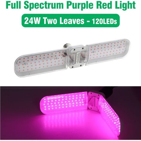 LED-Volllichtspektrum-Pflanzenwachstumslampe (für Sukkulenten, Gemüse, Blumen, Sonnenpflanzen), 24 W, zweiköpfig, ideal für den Indoor- oder Gewächshausgebrauch