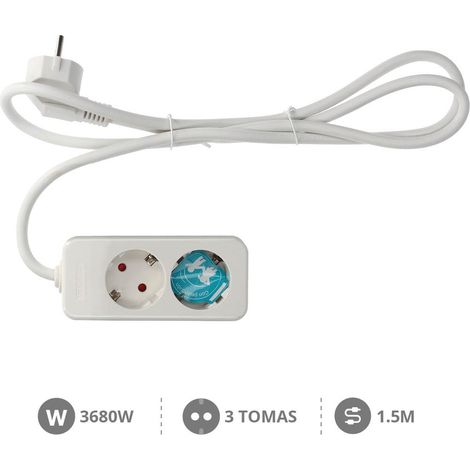 Base múltiple 2 enchufes 1.5m de cable GSC 0800275 (1/2)