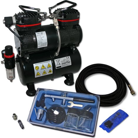 Set de aerografía para principiantes con compresor AS196 y aerógrafo, iniciación, múltiples accesorios