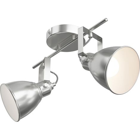Lampadario Lampada 2 Luci Faretti Direzionabili Metallo Design Moderno E14 Silve (1/5)