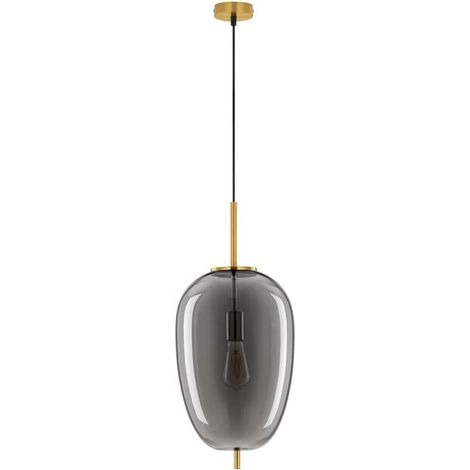 [GEBRAUCHT] B-Ware Nova Luce Pendelleuchte Hängeleuchte LATO E27 LED Gold Rauchig Dimmbar Glas 27cm (1/2)