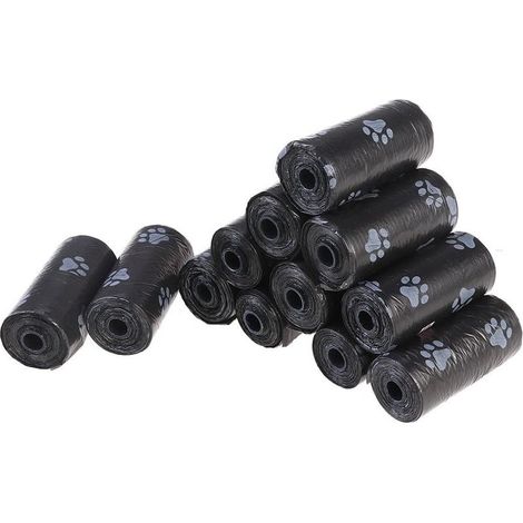Sacs Ramasse-Crottes Pour Chiens, Chats, Animal Domestique, Noir, 12 Rouleaux (180 Sacs En Total) (1/5)