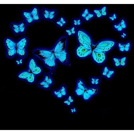 CSPARCV 25 Stück fluoreszierende Schmetterlingsaufkleber, leuchtende Wandaufkleber, fluoreszierende Wandaufkleber für das Wohnzimmer, dekorative Aufkleber für das Schlafzimmer (1/5)