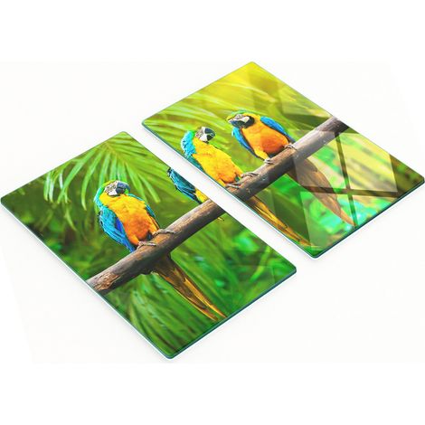 Tableros decorativos multifuncionales de vidrio templado con dise帽o de rama de loro, 2x30x52 cm.