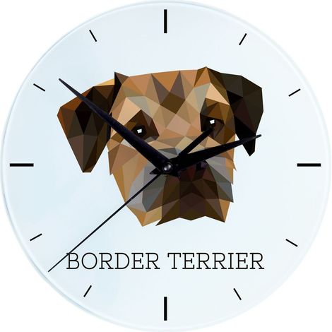 Border Terrier - orologio da parete geometrico con foto e iscrizione di Art-Dog (1/4)