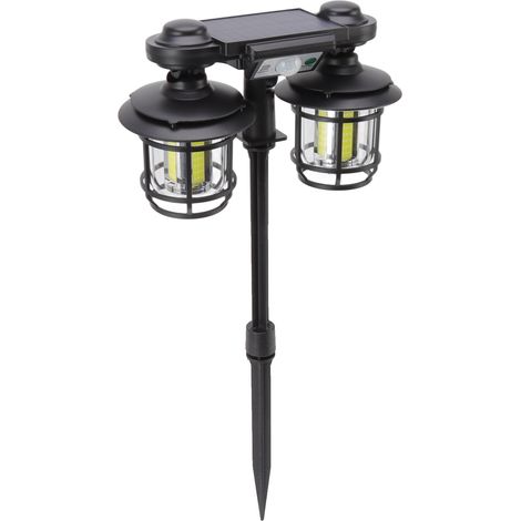 Lampe solaire d'extérieur 192 COB avec détecteur de mouvement, 3 modes, étanche, 2 têtes, applique murale solaire avec télécommande pour jardin ou porche (1/5)