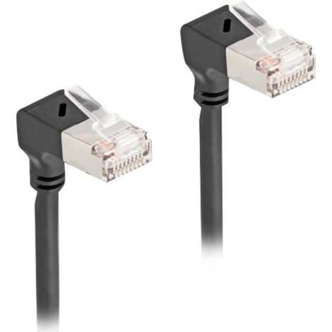 Patchkabel RJ-45 Cat.6a S/FTP, Slim 90° gewinkelt Verwendung:  Verbinden eines Notebooks avec einem Switch oder Router
